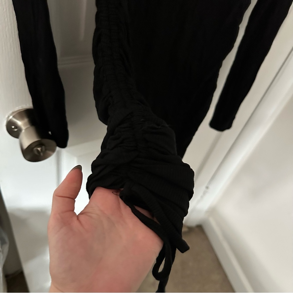 Black Ribbed Mini Dress - Picture 3 of 8